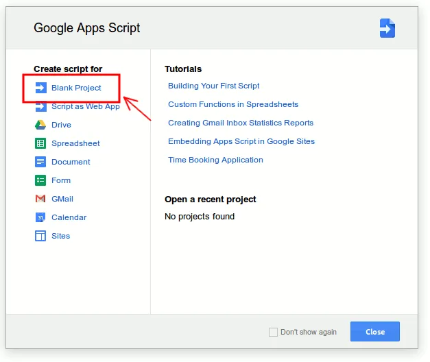 Google Script Blank Project